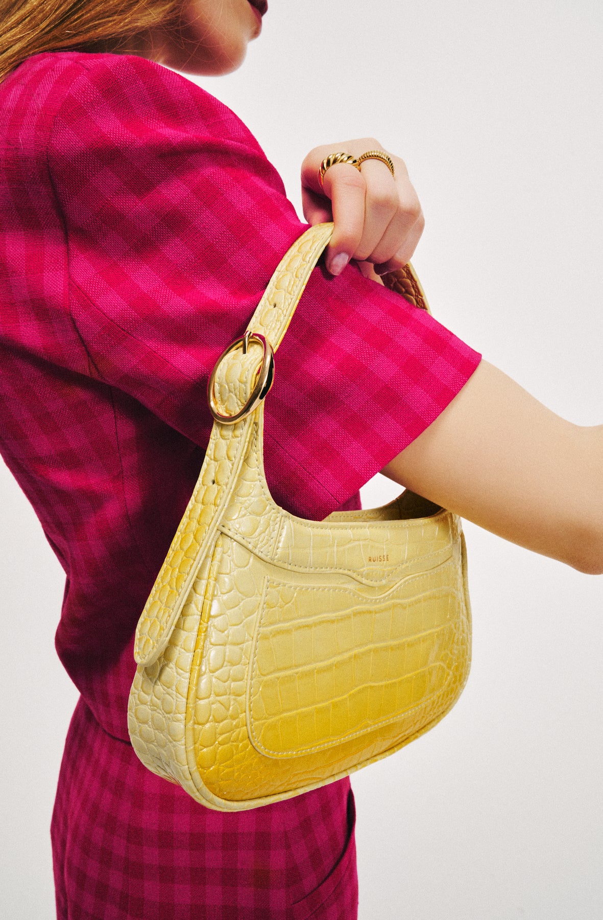 Freya Gradient Croc Shoulder Bag - Yellow