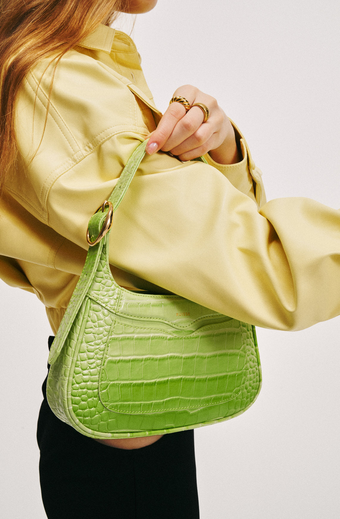 Freya Gradient Croc Shoulder Bag - Green